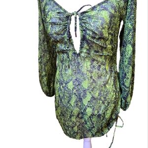 Michael Costello x Revolve Green and Black Dress